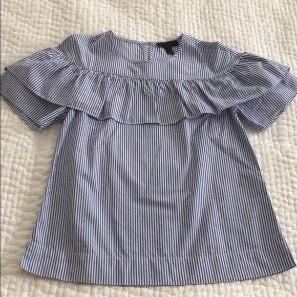 J. Crew Tops - J. Crew Edie Ruffle Striped Top